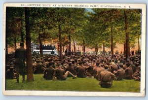 1929 Plattsburgh New York Postcard Lecture Hour Military Training Camp Soldiers