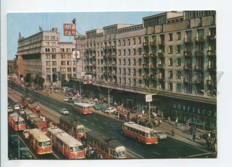 441513 Poland Warsaw publishing house Ruch buses shops old postcard