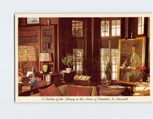 Postcard A Section of the Library in the Home of Franklin D. Roosevelt, New York