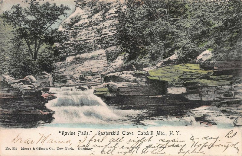 Ravine Falls, Kaaterskill Clove, Catskill Mtns, N.Y., Postcard, Used in 1907