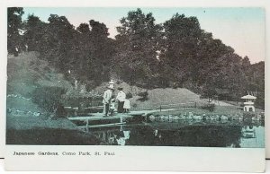 St Paul Japanese Gardens Como Park Colored photo 1909 To Spokane Postcard F2