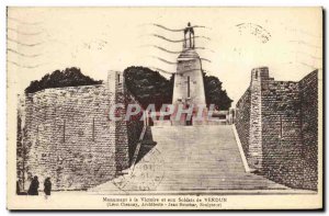 Old Postcard Monument of Victory and the Soldiers of Verdun Army