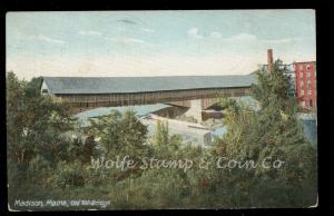 1908 Postcard Old Covered Toll Bridge at Madisone Maine ME B1240