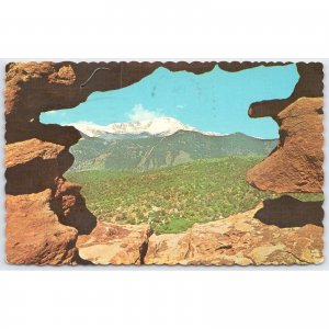 Postcard Pikes Peak Garden of the Gods Colorado Scenic View