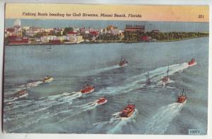 P1025 1947 fishing boats heading gulf stream miami beach florida, dog track sign