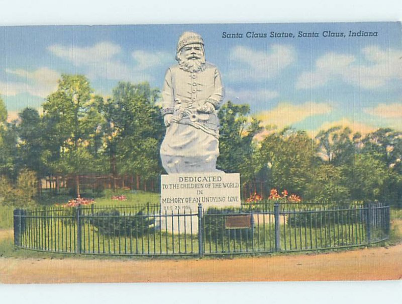 Linen MONUMENT Santa Claus - Near Boonville & Tell City & Evansville IN AE7662