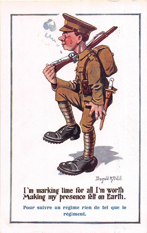 F92/ Artist Signed Postcard c1910 Donald McGill Comic Military Rifle 12