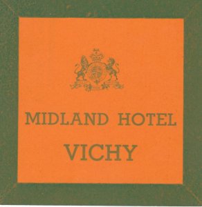 France Vichy Midland Hotel Vintage Luggage Label sk2981