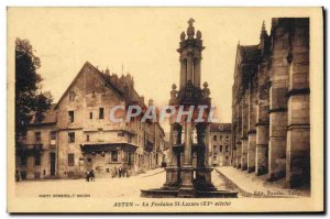 Old Postcard Autun Fountain St Lazare