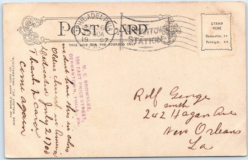 c1900s Philadelphia PA Old Swedes Church UDB PC Cemetery Germantown Station A322