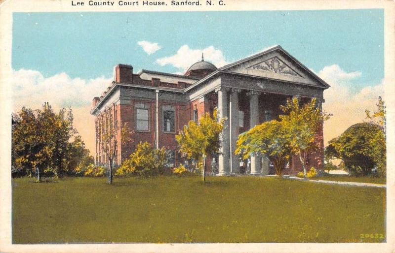 Sanford North Carolina Lee Court House Street View Antique Postcard K94062