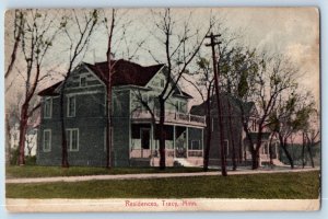 Tracy Minnesota MN Postcard Residence Exterior View Building Trees 1912 Vintage