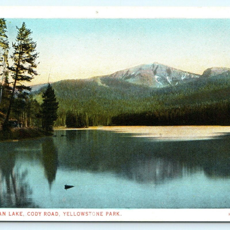 c1920s Yellowstone Sylvan Lake Haynes Photo Postcard Litho Park WY Cody Road A32