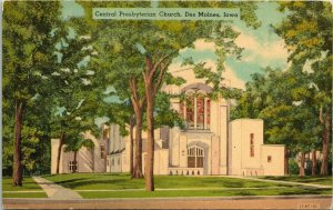 Central Presbyterian Church Des Moines Iowa IA Postcard VTG UNP Vintage Unused 