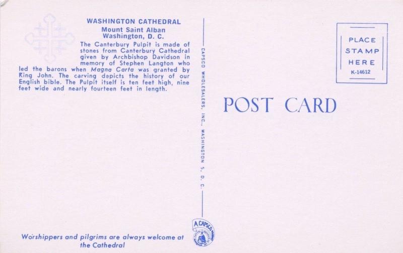 Washington Cathedral Mount Saint Alban Washington DC Vintage Postcard