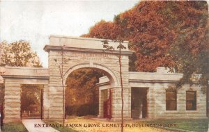 J49/ Burlington Iowa Postcard c1910 Entrance Aspen Grove Cemetery 210