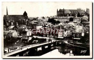 Postcard Old Bridge Poitiers Joubert on the left Clain church Ste Radegonde r...