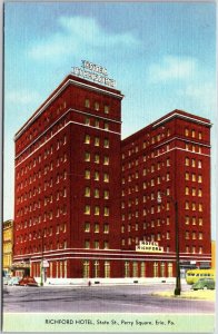 Richford Hotel State Street Perry Square Erie Pennsylvania PA Postcard