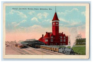 c1910's Chicago And North Western Depot Station Milwaukee Wisconsin WI Postcard