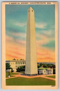 Postcard 3 Bunker Hill Monument Boston Massachusetts Unposted Linen United Art