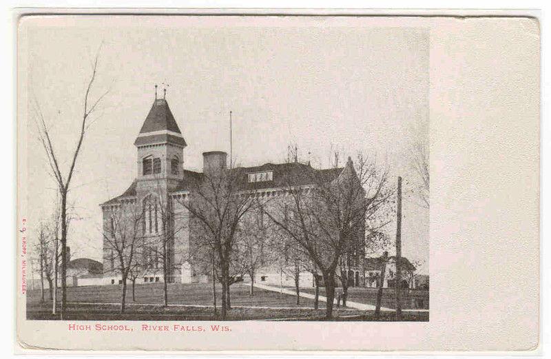 High School River Falls Wisconsin 1905c postcard