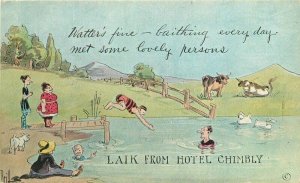 C-1910 Lake Mills Wisconsin Hotel Chimbly Comic Humor Ross Postcard 20-12379