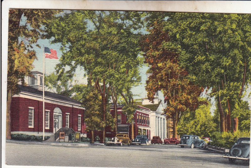 P1906 vintage postcard old cars west side common plymouth new hampshire unused