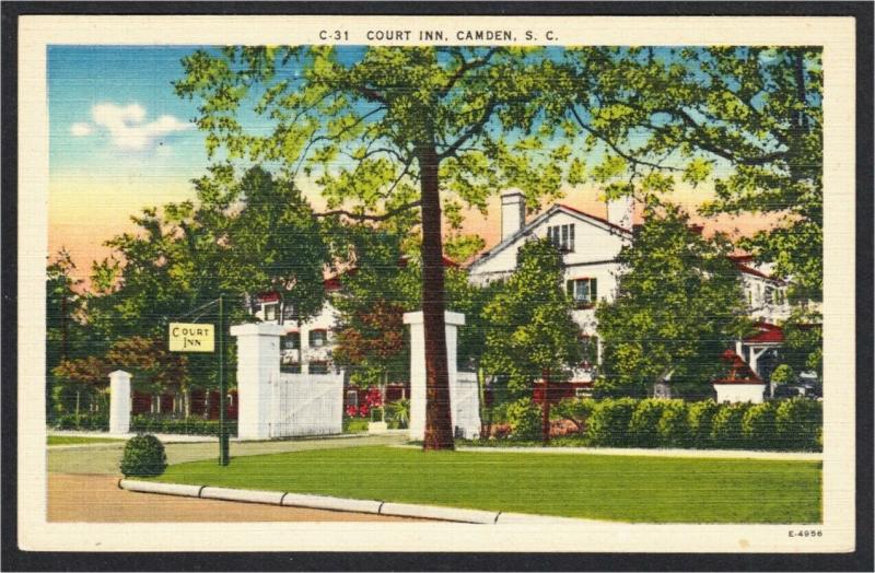 Camden SC Court Inn Hotel 1940s-1950s Linen Postcard