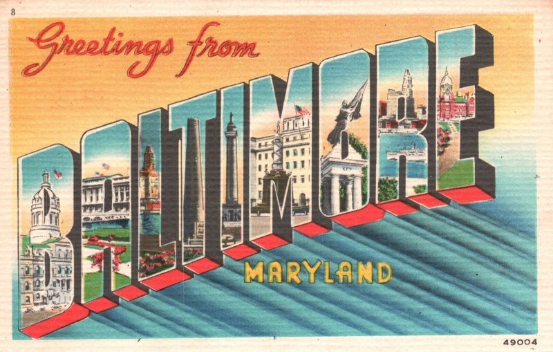 Vintage Postcard 1957 Greetings from Baltimore Maryland Great Self-Sufficient MD