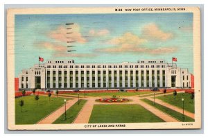 Vintage 1949 Postcard American Flag US Post Office Minneapolis Minnesota