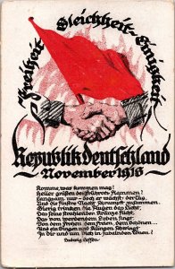 1918 Mint Germany Postcard German Communist Revolution Ilustration Red Flag