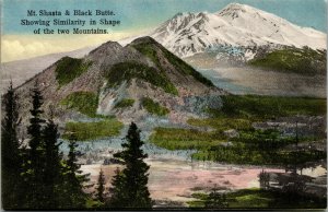 Vtg 1908 Mt Shasta and Black Butte Mountains California CA Postcard