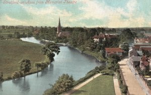 Vintage Postcard River From Memorial Theatre Stratford-on-Avon England UK