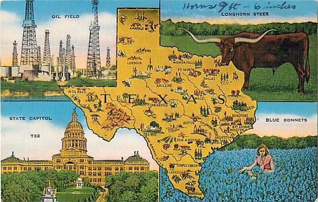 Linen Texas Map Card