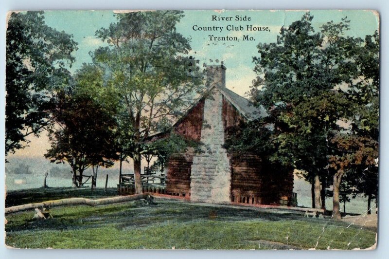 Trenton Missouri Postcard River Side Country Club House Exterior Building c1910