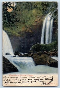 Panama Postcard Waterfalls at Chorera c1905 Canal Zone Overprint Antique
