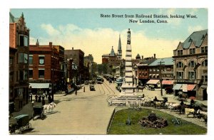 CT - New London. State Street Viewed from Railway Station