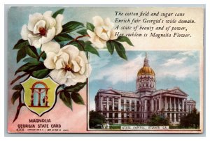 Vintage 1910's Postcard State Capitol Building Flower & Seal Atlanta Georgia