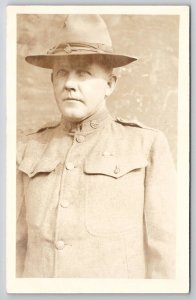 RPPC US Soldier In HQ Uniform On His Way To France c1918 Real Photo Postcard Q27