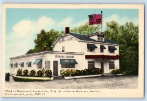 Louiseville Canada Postcard Hotel Du Boulevard Beer & Wine Dining Room c1930's