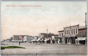 Portage la Prairie Manitoba Main Street Central Hotel Auction Rooms Postcard H77