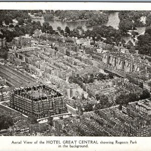 c1910s London, UK Hotel Great Central Postcard Regents Park Aerial View NW1 A39