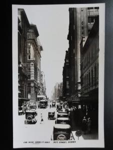 Australia: SYDNEY Pitt Street showing old cars and trams Old RP PC