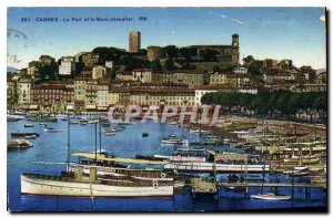 Postcard Cannes Old Port and Mont Chevalier