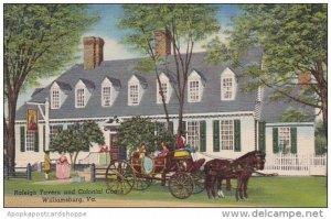 Virginia Williamsburg Raleigh Tavern And Colonial Coach 1955