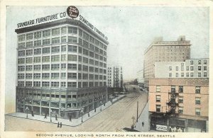 c1910 Postcard; Standard Furniture Co. Store, Second Ave at Pine St. Seattle WA