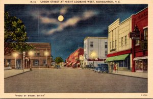 North Carolina Morganton Union Street At Night Looking West