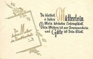 Mother`s Day greetings to dear mother with gratitude postcard 1939 Germany