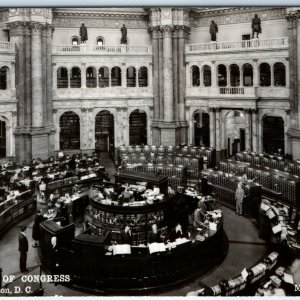 c1950s Washington DC Library of Congress Main Reading Room Interior View PC A233