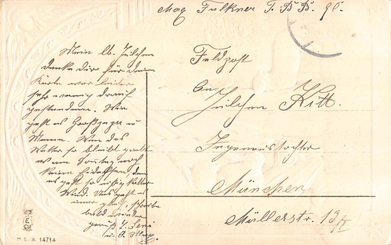 B099 Easter Greetings Religious Scene Jesus Lamb Child Angel embossed postcard